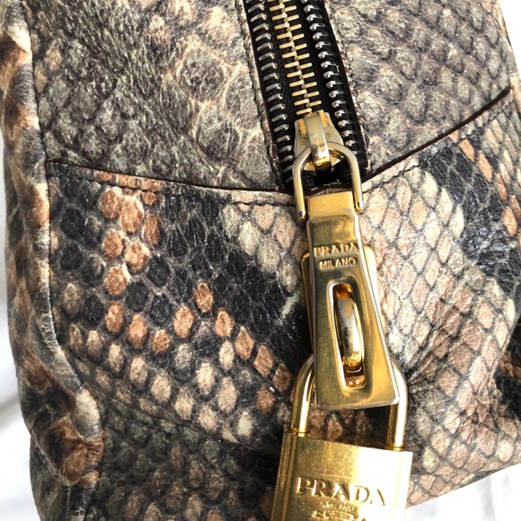 Authentic Prada Natural Snake Print Cervo Luxe Bag - Picture 2 of 6